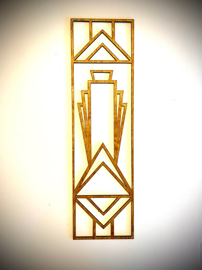 Boho Modern Frank Lloyd Wright-Inspired Art Deco Geometry 3-Panel Wood Wall Art, Set H