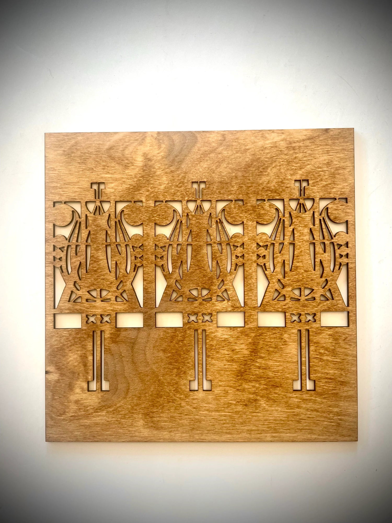 Boho Modern Frank Lloyd Wright-Inspired Art Deco Geometry 3-Panel Wood Wall Art, Set L
