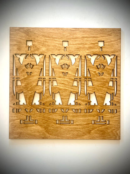 Boho Modern Frank Lloyd Wright-Inspired Art Deco Geometry 3-Panel Wood Wall Art, Set L