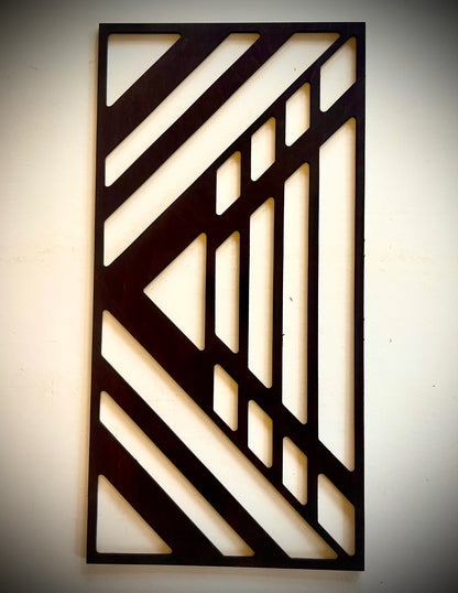Boho Modern Frank Lloyd Wright-Inspired Art Deco Geometry 3-Panel Wood Wall Art, Set M
