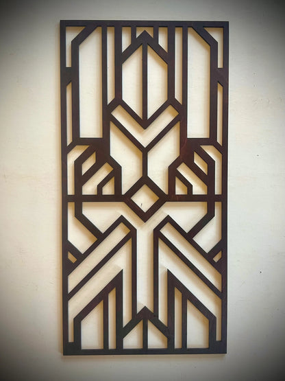 Boho Modern Frank Lloyd Wright-Inspired Art Deco Geometry 3-Panel Wood Wall Art, Set M