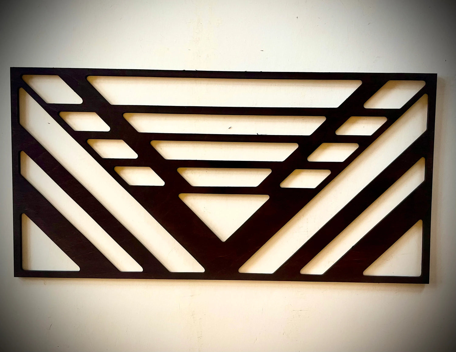 Boho Modern Frank Lloyd Wright-Inspired Art Deco Geometry 3-Panel Wood Wall Art, Set M