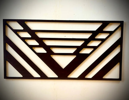 Boho Modern Frank Lloyd Wright-Inspired Art Deco Geometry 3-Panel Wood Wall Art, Set M