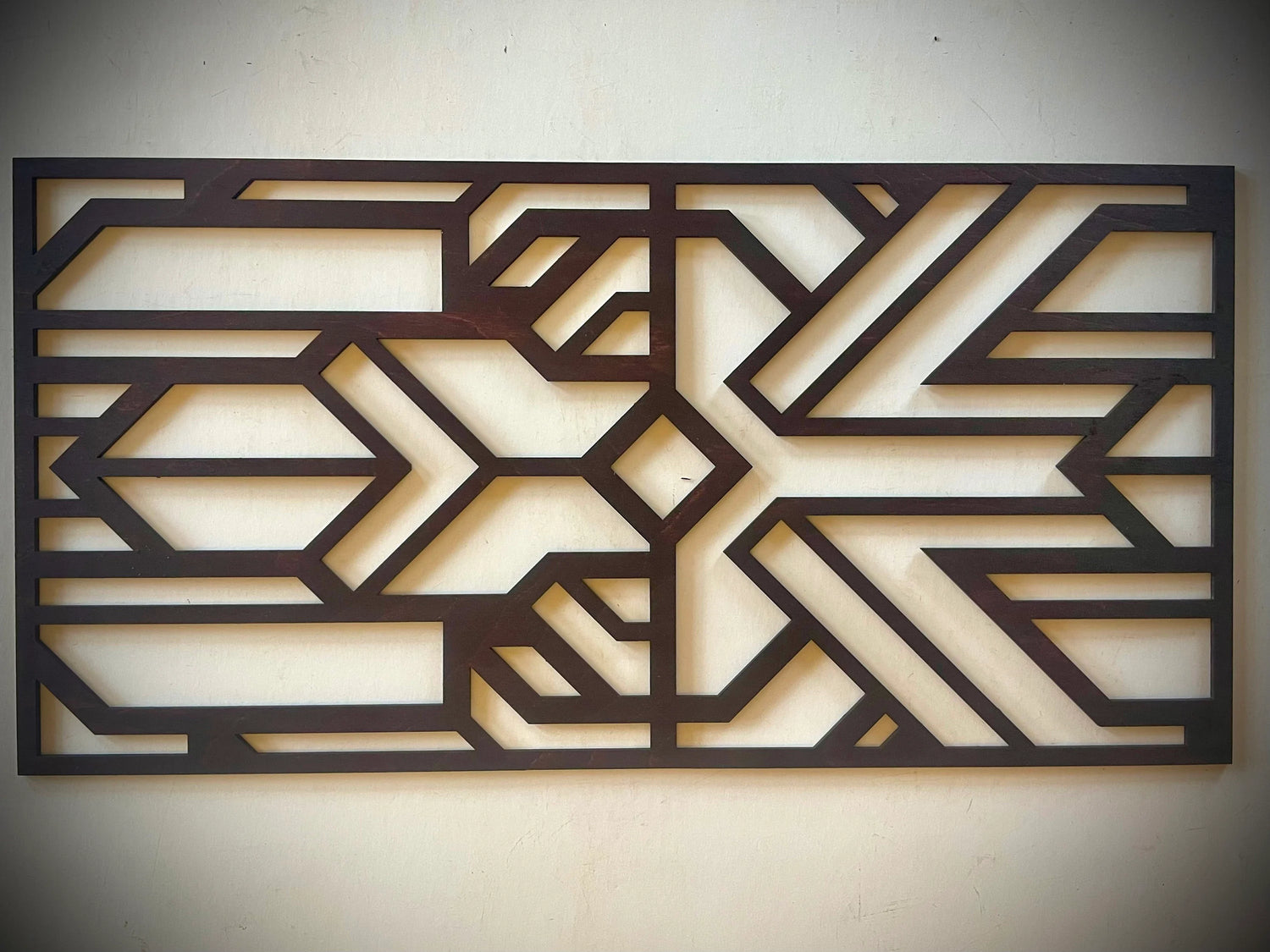 Boho Modern Frank Lloyd Wright-Inspired Art Deco Geometry 3-Panel Wood Wall Art, Set M