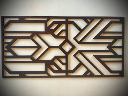 Boho Modern Frank Lloyd Wright-Inspired Art Deco Geometry 3-Panel Wood Wall Art, Set M
