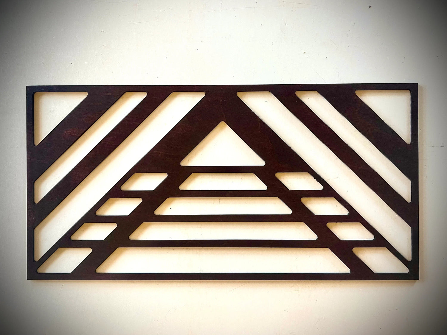 Boho Modern Frank Lloyd Wright-Inspired Art Deco Geometry 3-Panel Wood Wall Art, Set M