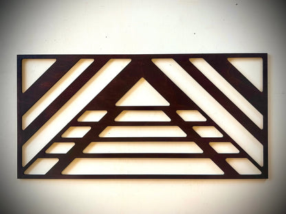 Boho Modern Frank Lloyd Wright-Inspired Art Deco Geometry 3-Panel Wood Wall Art, Set M