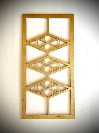 Boho Modern Frank Lloyd Wright-Inspired Art Deco Geometry 3-Panel Wood Wall Art, Set S
