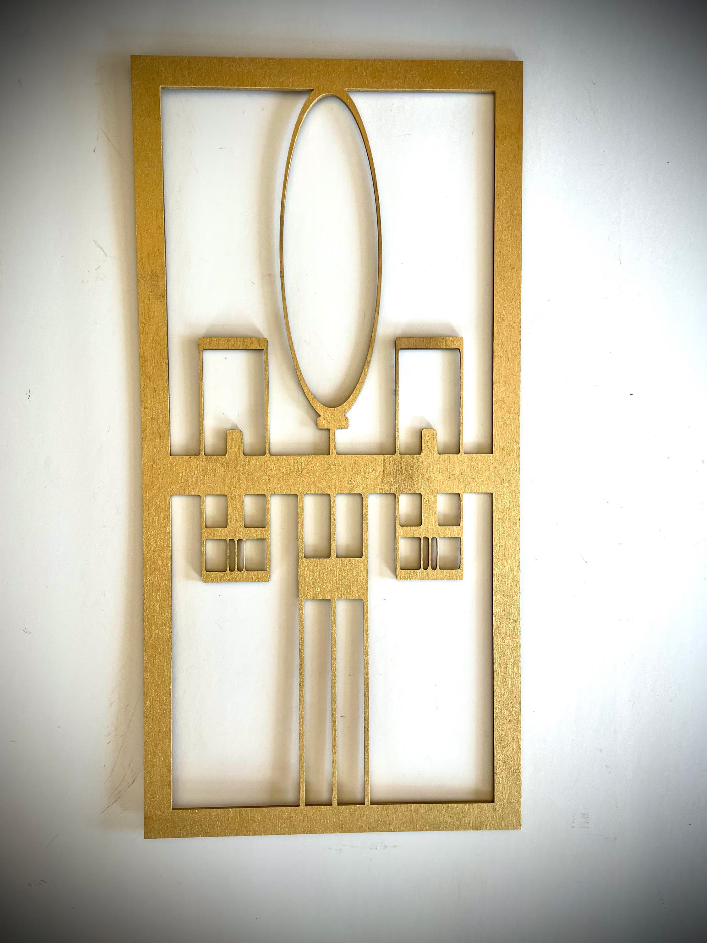 Boho Modern Frank Lloyd Wright-Inspired Art Deco Geometry 3-Panel Wood Wall Art, Set S