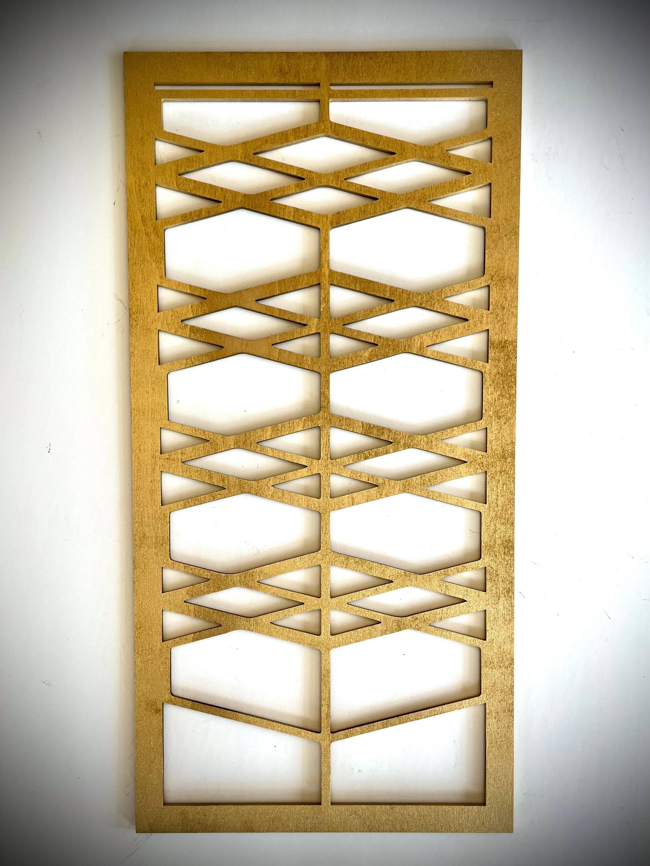 Boho Modern Frank Lloyd Wright-Inspired Art Deco Geometry 3-Panel Wood Wall Art, Set S