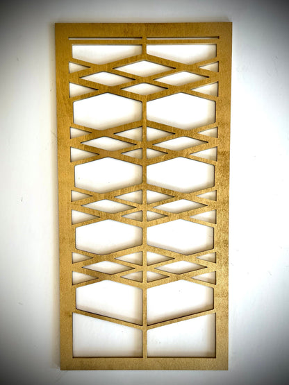 Boho Modern Frank Lloyd Wright-Inspired Art Deco Geometry 3-Panel Wood Wall Art, Set S