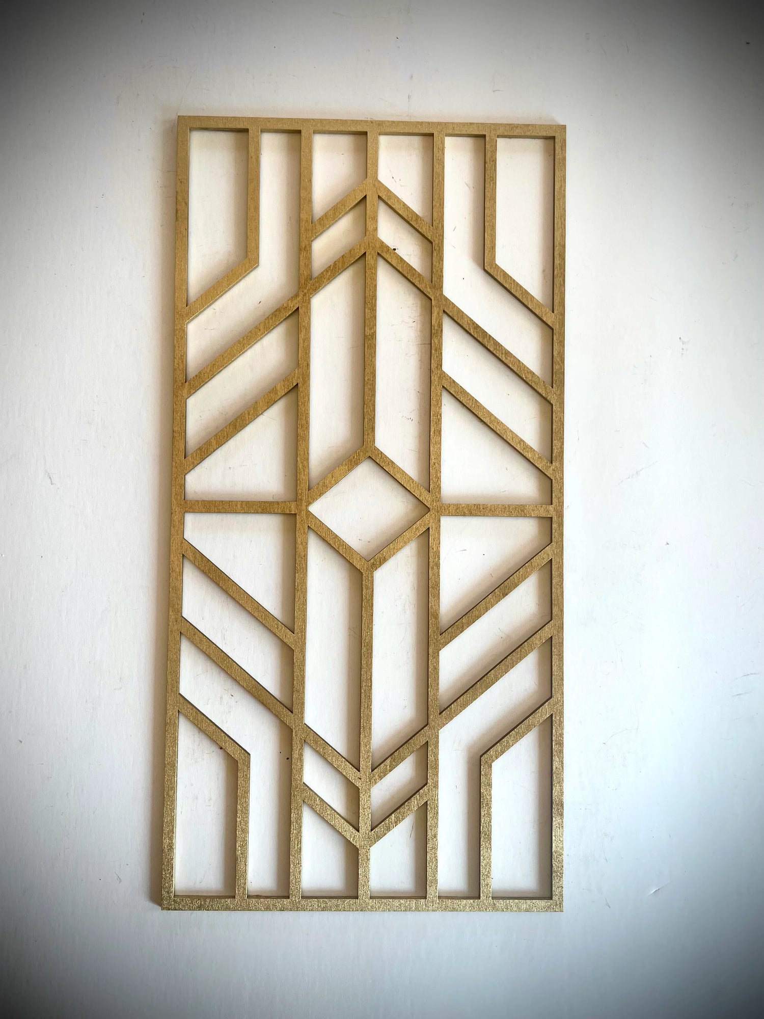 Boho Modern Frank Lloyd Wright-Inspired Art Deco Geometry 3-Panel Wood Wall Art, Set U