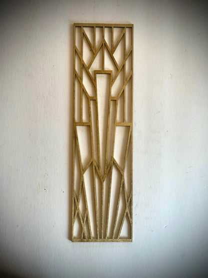 Boho Modern Frank Lloyd Wright-Inspired Art Deco Geometry 3-Panel Wood Wall Art, Set U