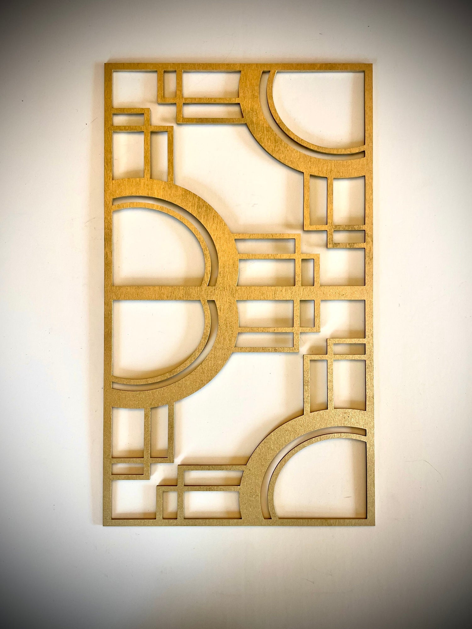 Boho Modern Frank Lloyd Wright-Inspired Art Deco Geometry 3-Panel Wood Wall Art, Set Z