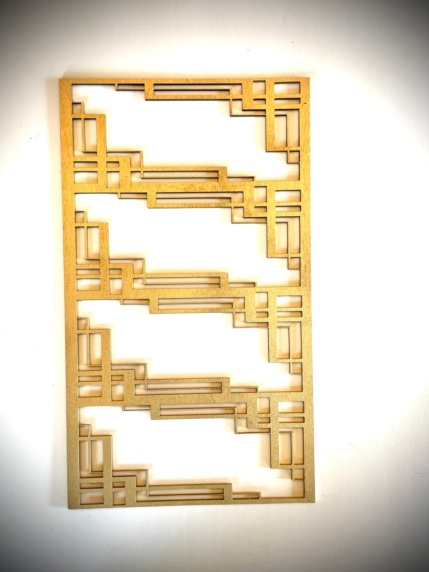 Boho Modern Frank Lloyd Wright-Inspired Art Deco Geometry 3-Panel Wood Wall Art, Set Z