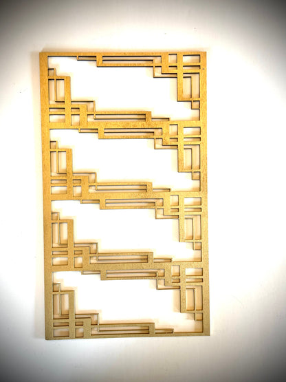 Boho Modern Frank Lloyd Wright-Inspired Art Deco Geometry 3-Panel Wood Wall Art, Set Z