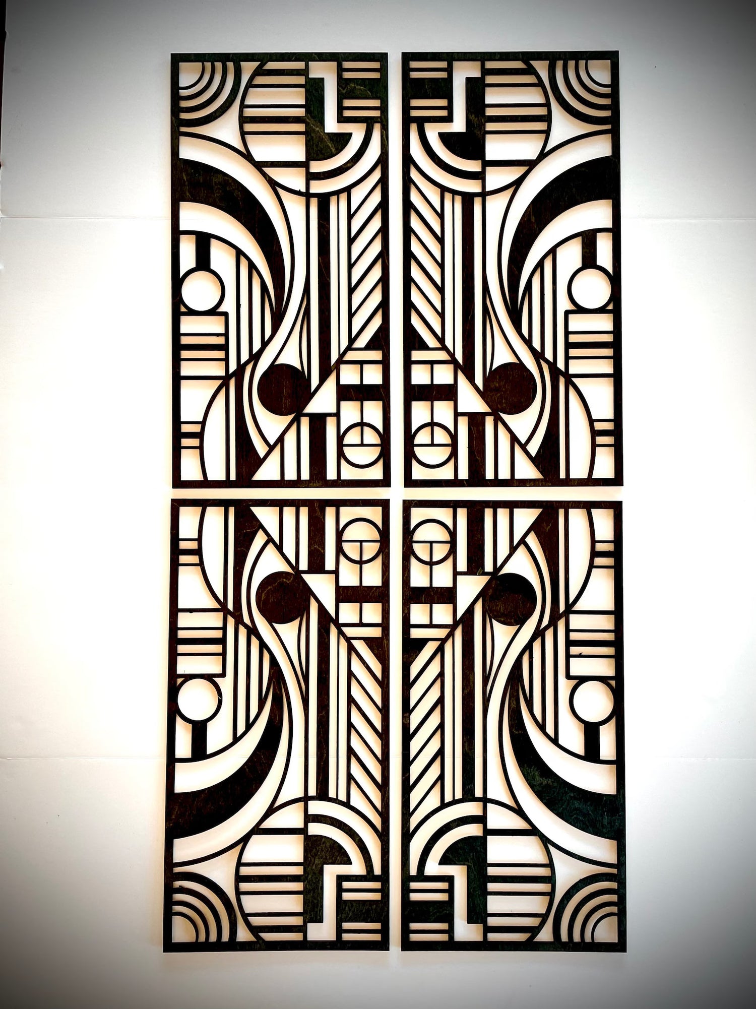 Art Deco Geometric 4-Panel Wood Wall Art