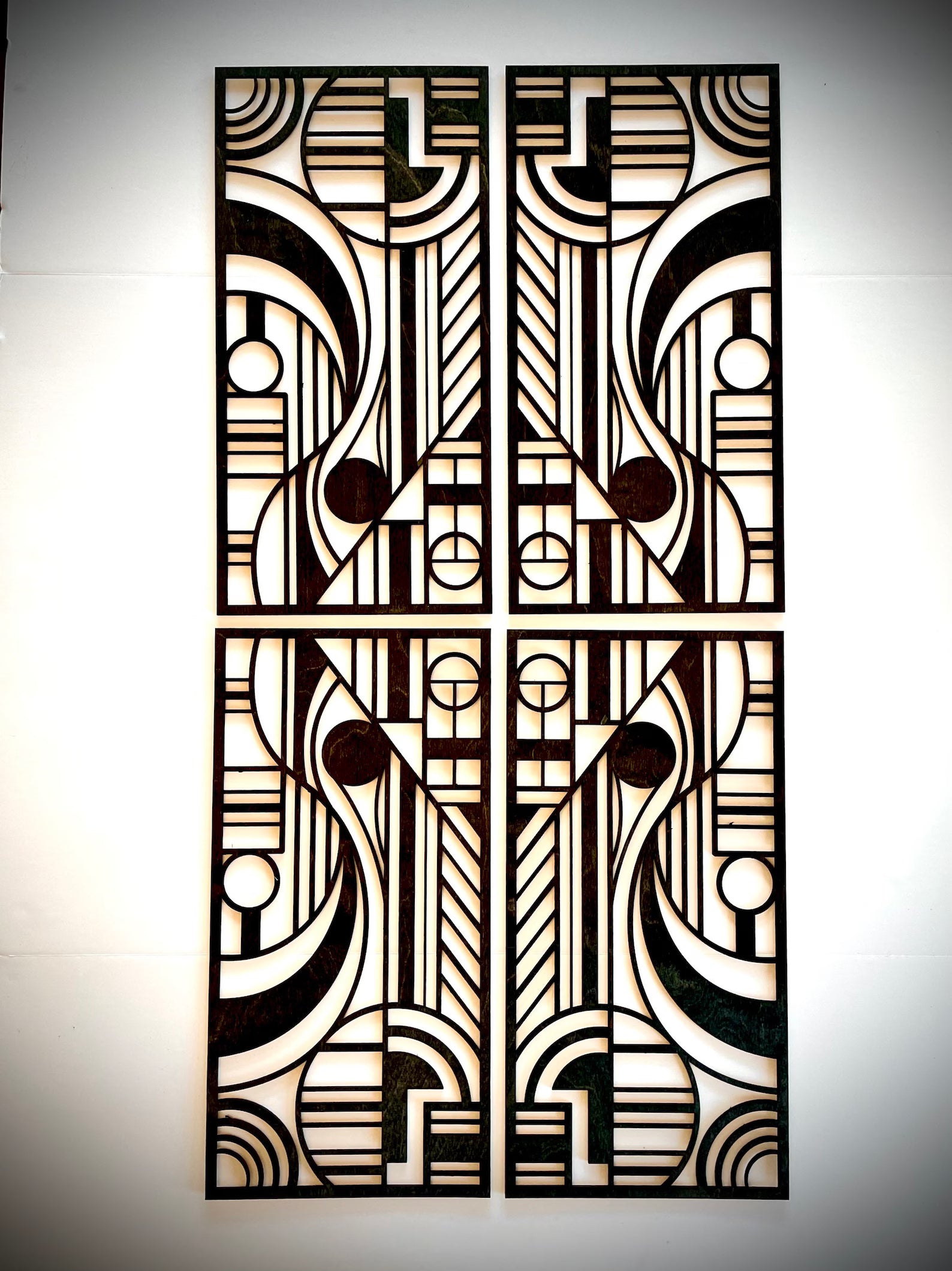 Art Deco Geometric 4-Panel Wood Wall Art