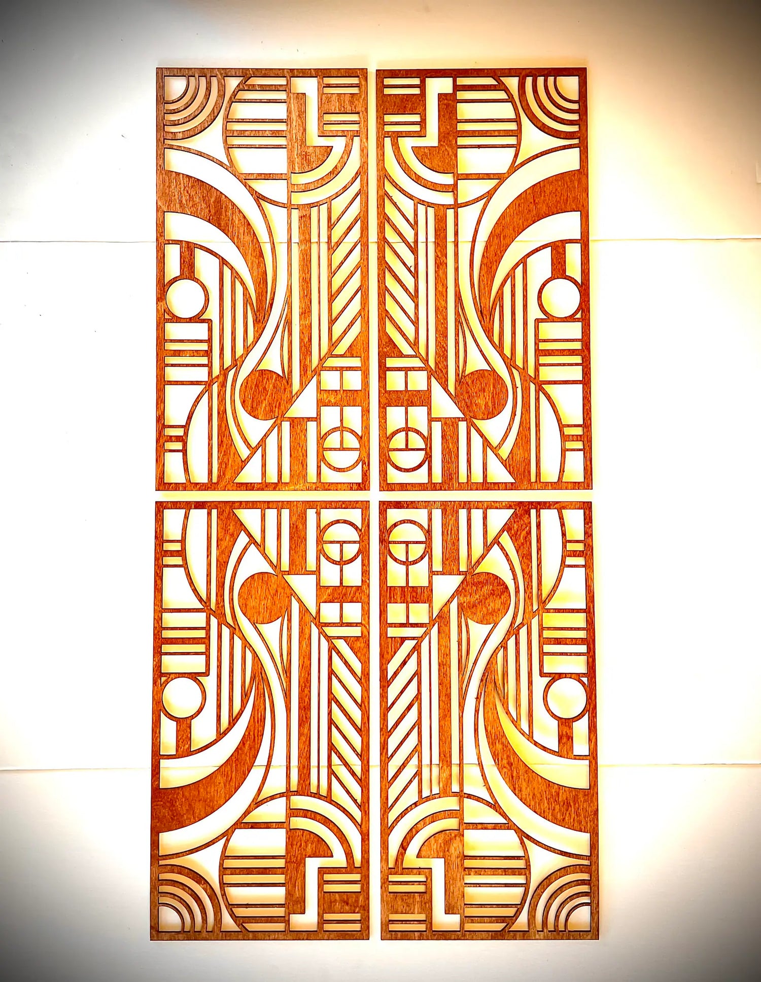 Art Deco Geometric 4-Panel Wood Wall Art