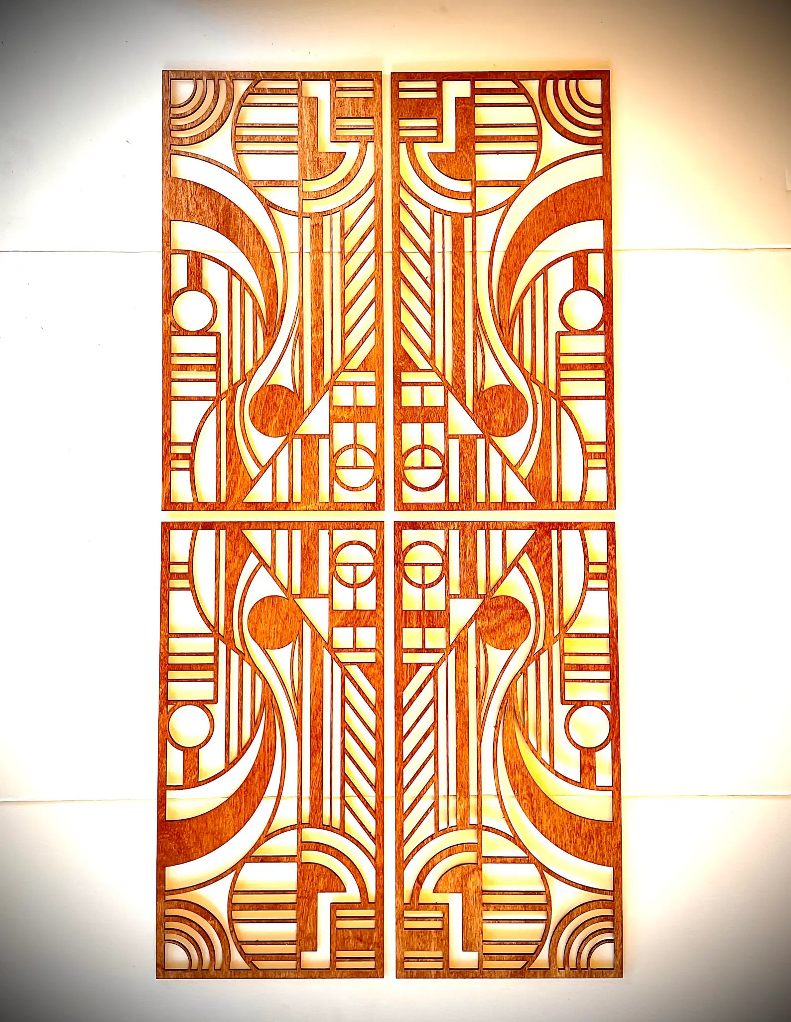 Art Deco Geometric 4-Panel Wood Wall Art