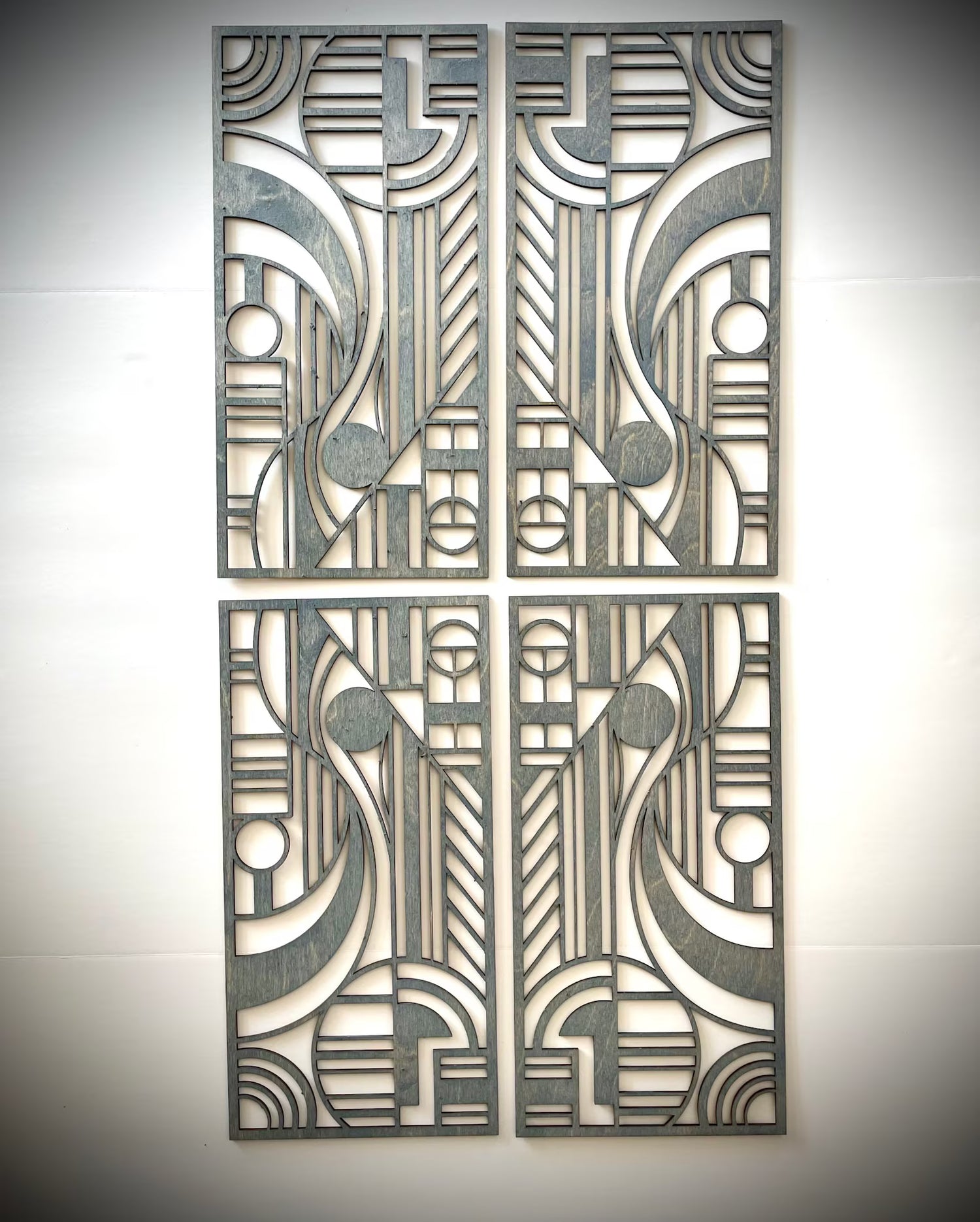Art Deco Geometric 4-Panel Wood Wall Art