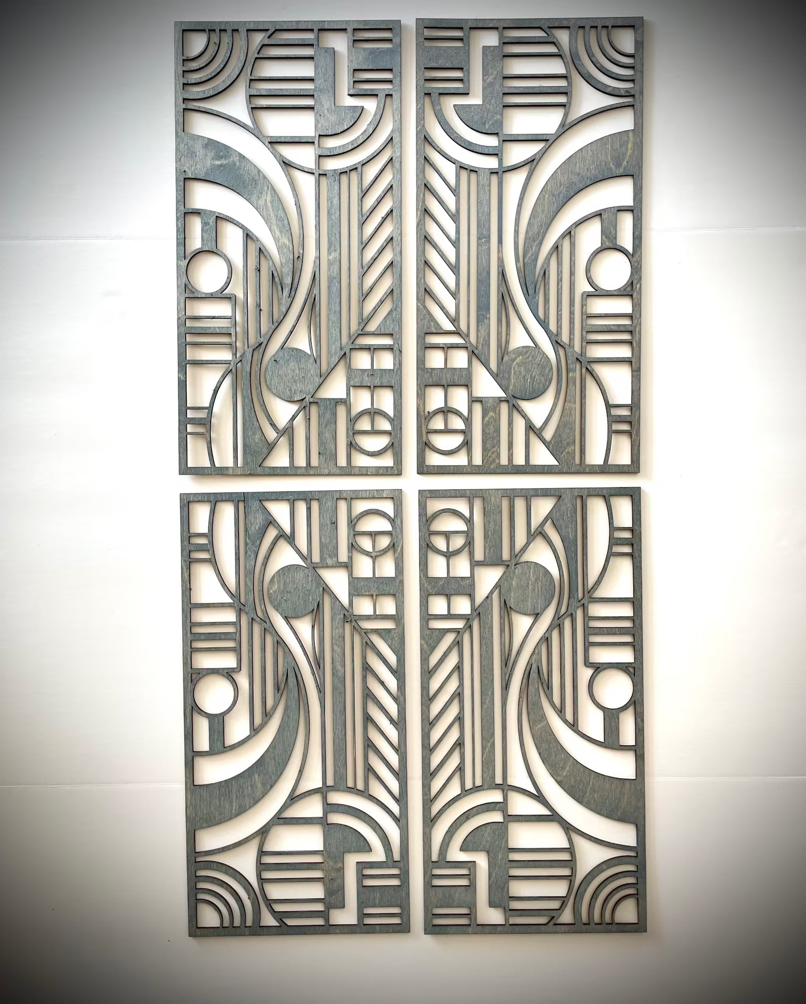 Art Deco Geometric 4-Panel Wood Wall Art