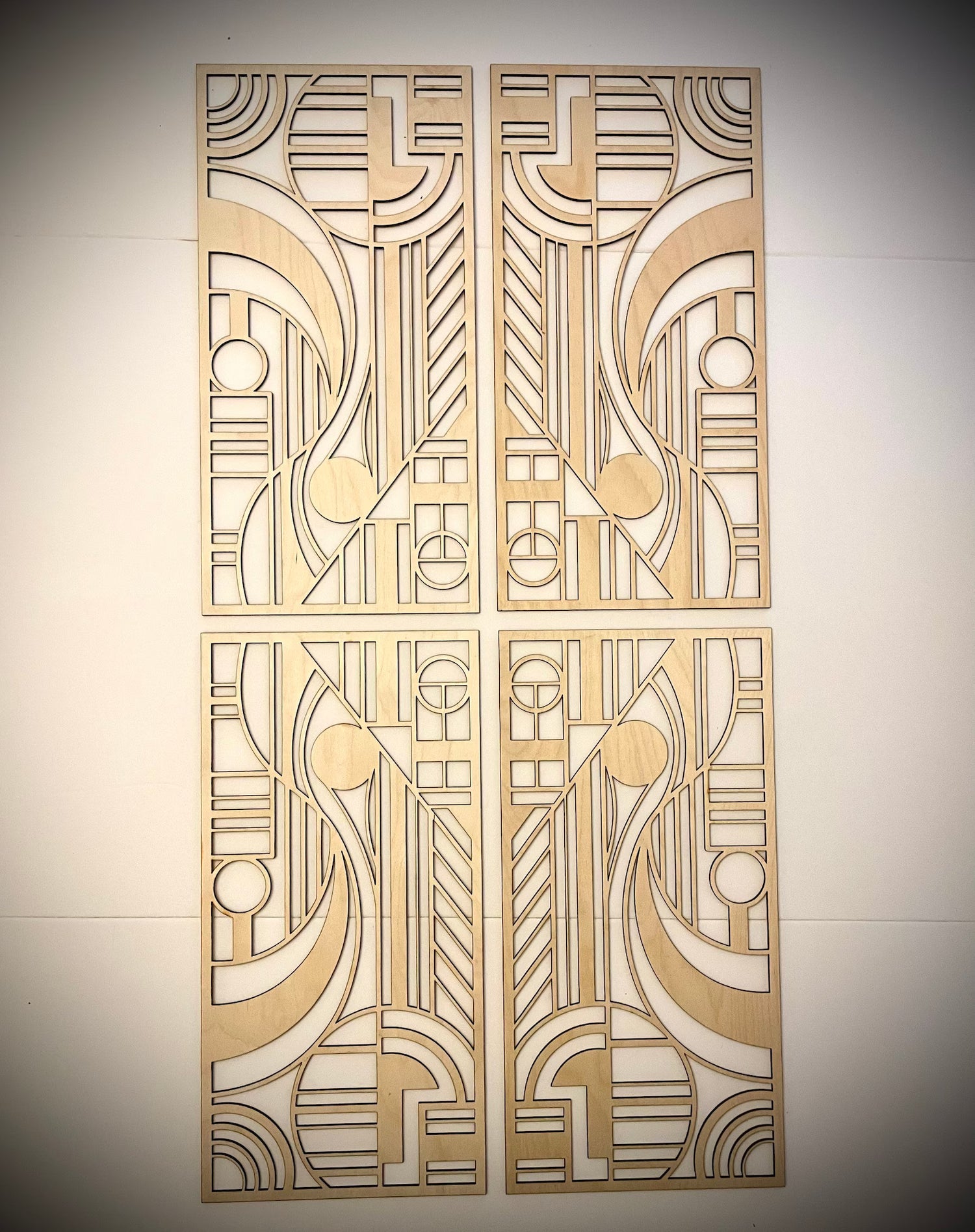 Art Deco Geometric 4-Panel Wood Wall Art