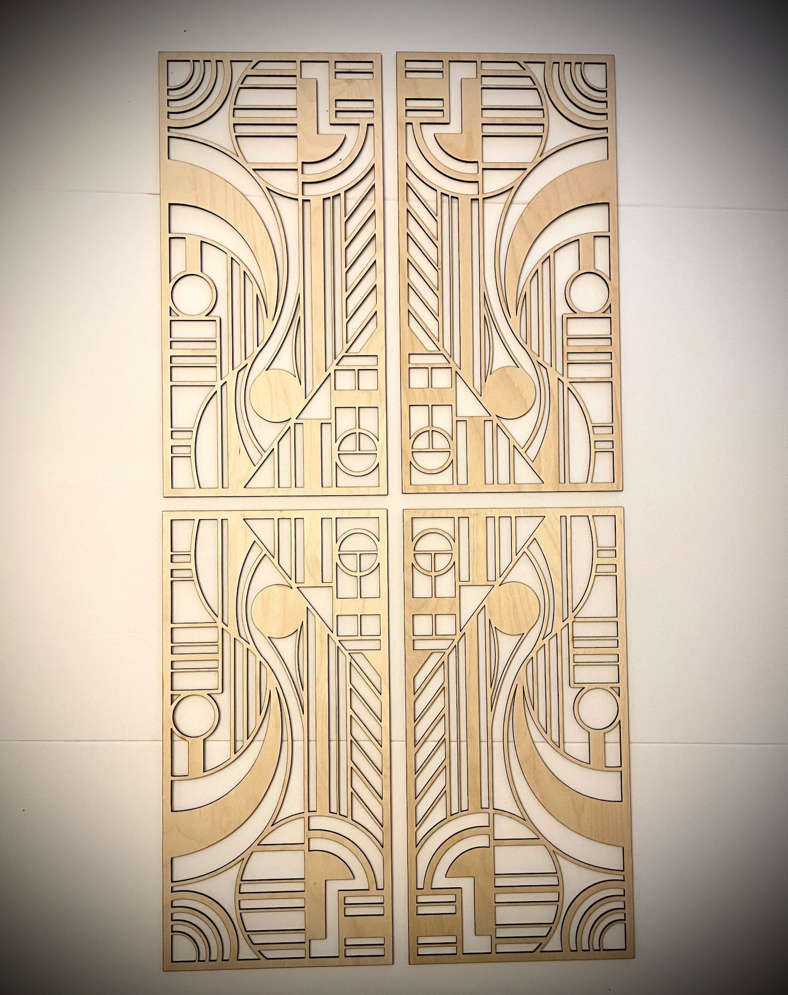 Art Deco Geometric 4-Panel Wood Wall Art