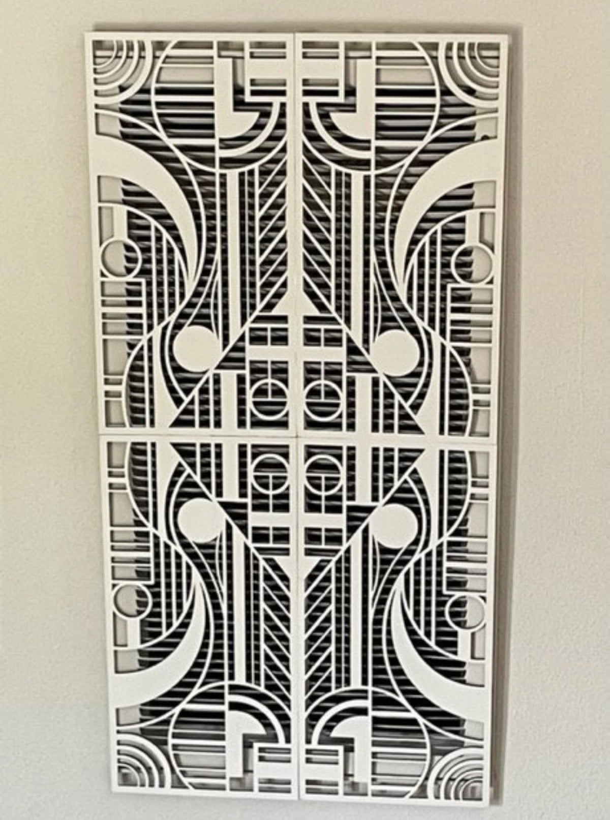 Art Deco Geometric 4-Panel Wood Wall Art - Mid Century Modern Gal