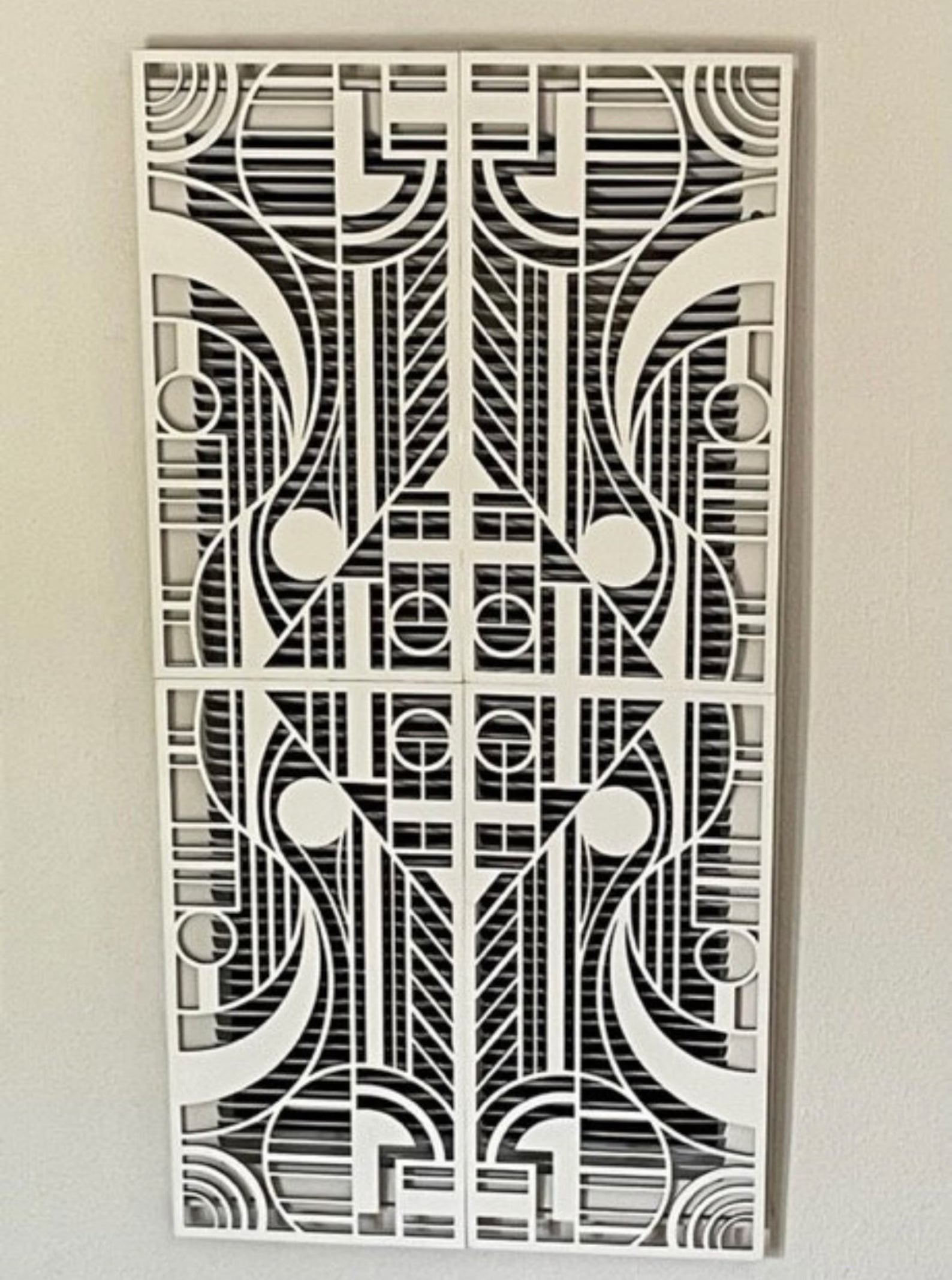 Art Deco Geometric 4-Panel Wood Wall Art