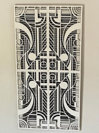 Art Deco Geometric 4-Panel Wood Wall Art