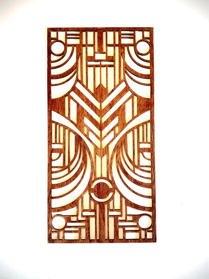 Boho Modern Frank Lloyd Wright-Inspired Art Deco Geometry 4-Panel Wood Wall Art, Set AA