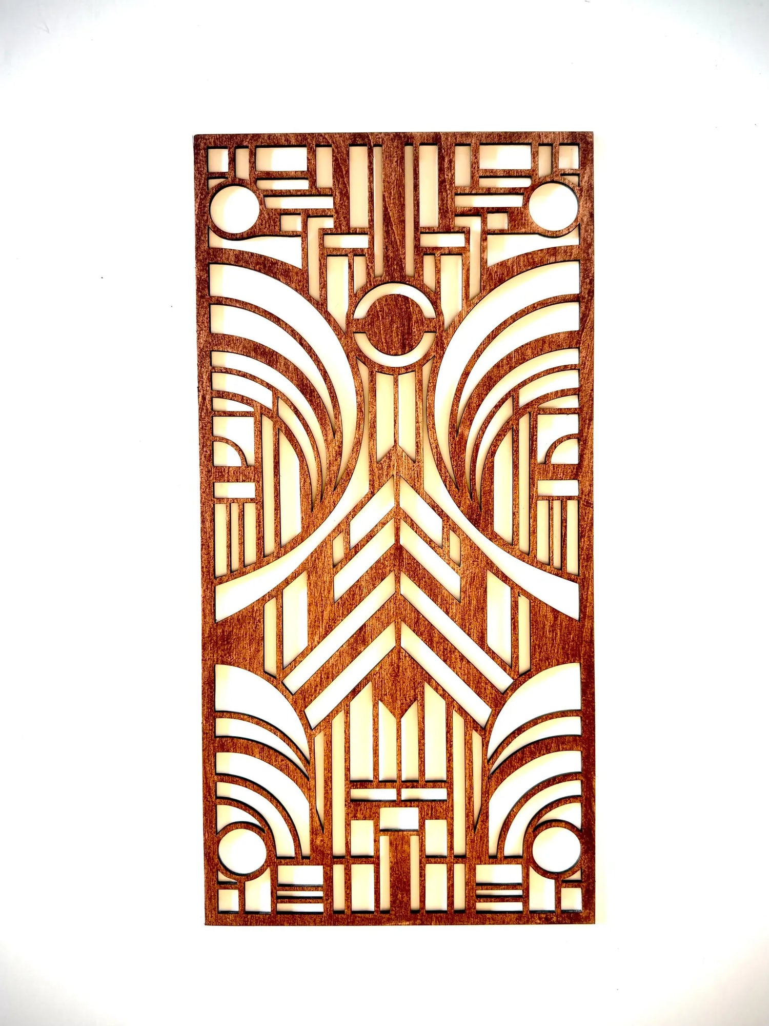 Boho Modern Frank Lloyd Wright-Inspired Art Deco Geometry 4-Panel Wood Wall Art, Set AA
