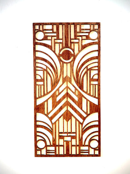 Boho Modern Frank Lloyd Wright-Inspired Art Deco Geometry 4-Panel Wood Wall Art, Set AA