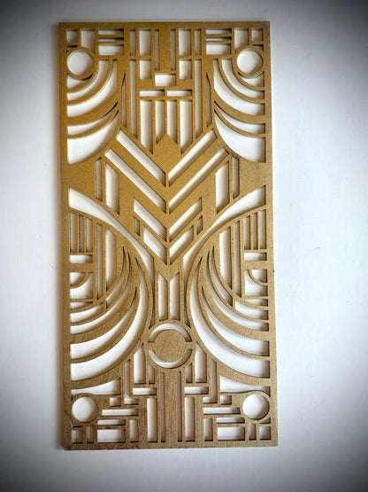 Boho Modern Frank Lloyd Wright-Inspired Art Deco Geometry 4-Panel Wood Wall Art, Set AA