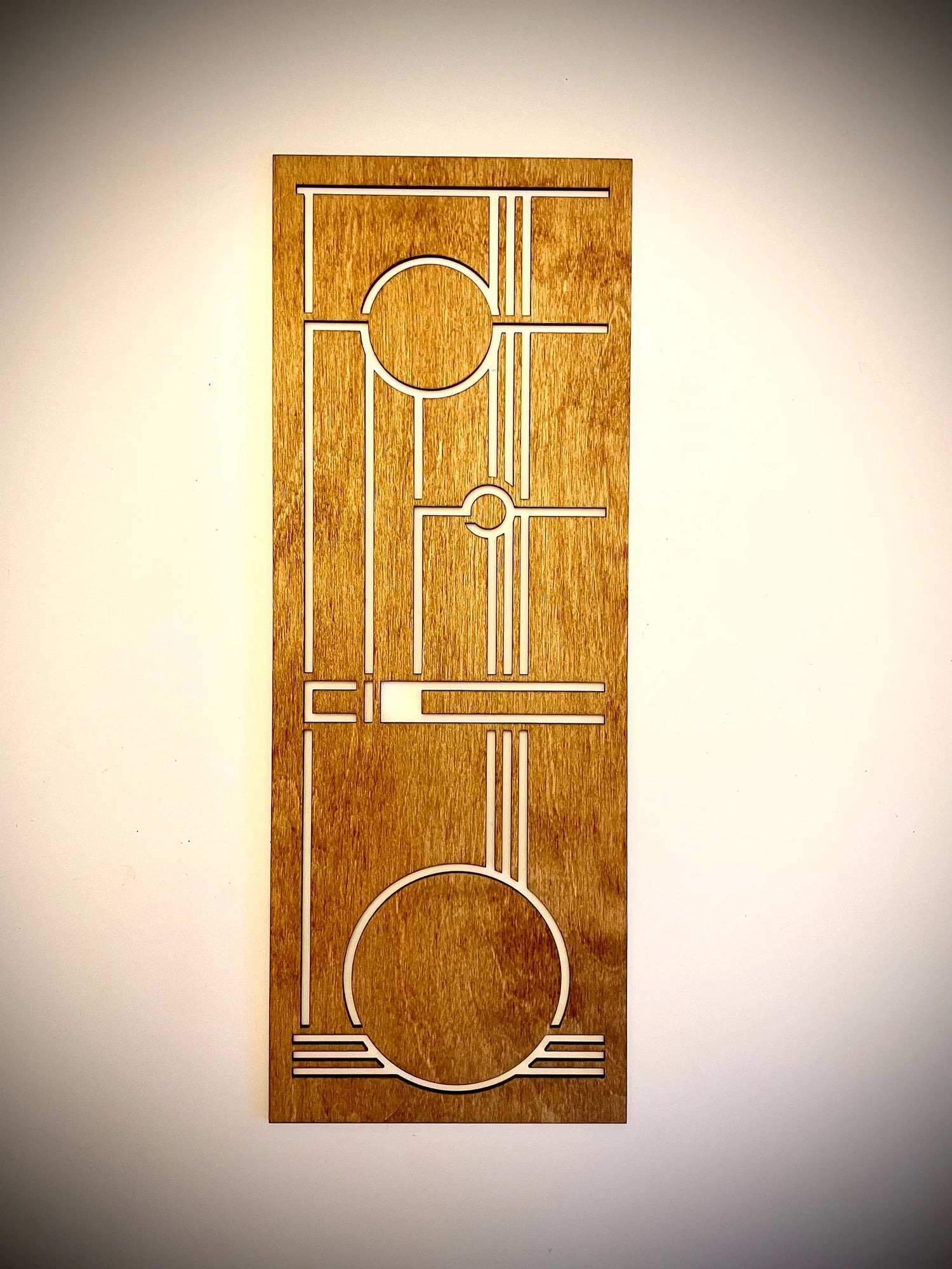 Boho Modern Frank Lloyd Wright-Inspired Art Deco Geometry 4-Panel Wood Wall Art, Set E
