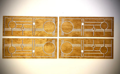 Boho Modern Frank Lloyd Wright-Inspired Art Deco Geometry 4-Panel Wood Wall Art, Set E