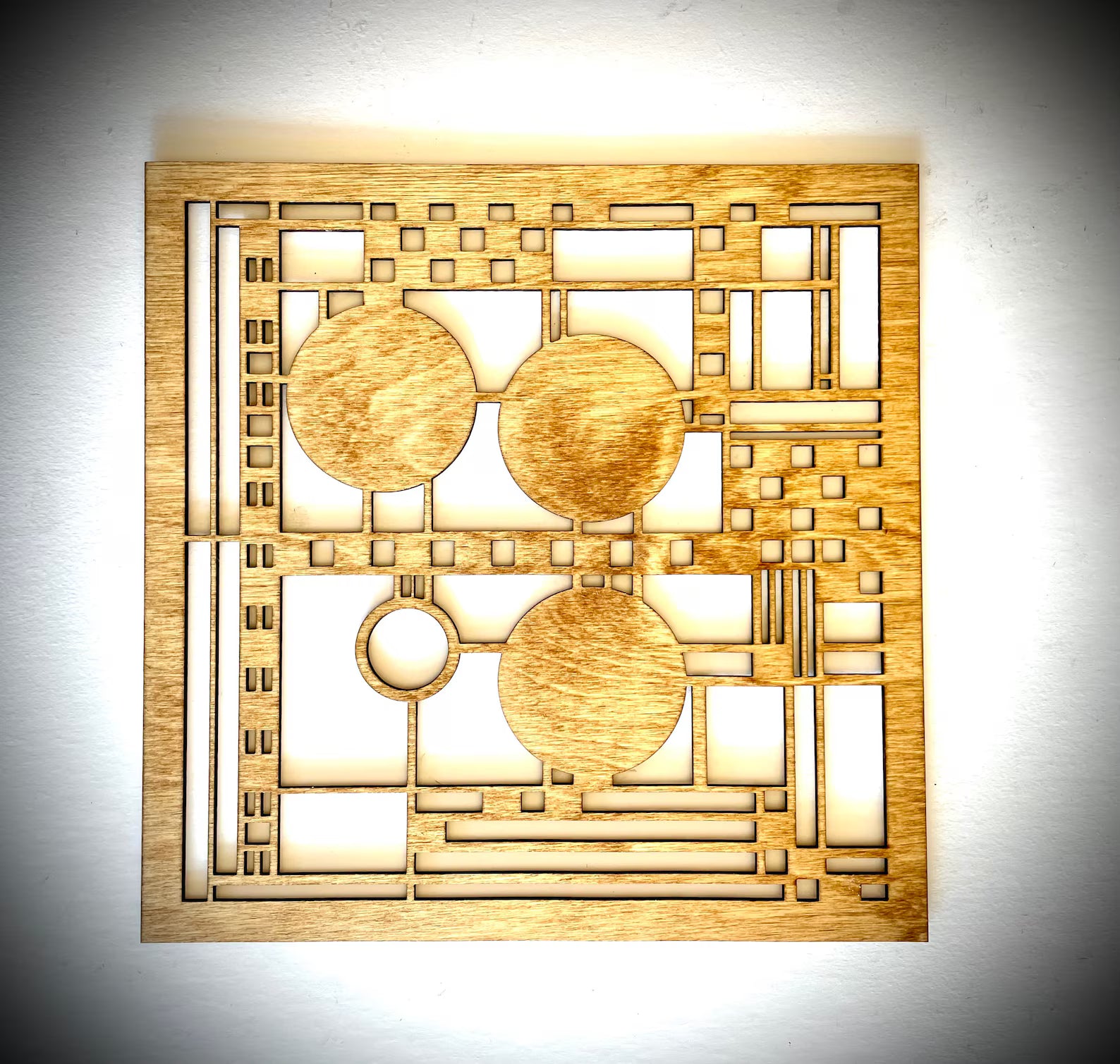 Boho Modern Frank Lloyd Wright-Inspired Art Deco Geometry 4-Panel Wood Wall Art, Set F