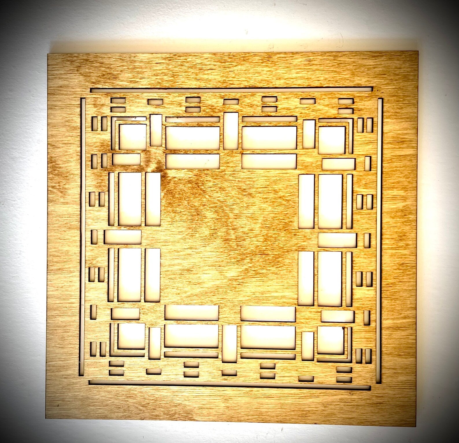 Boho Modern Frank Lloyd Wright-Inspired Art Deco Geometry 4-Panel Wood Wall Art, Set F