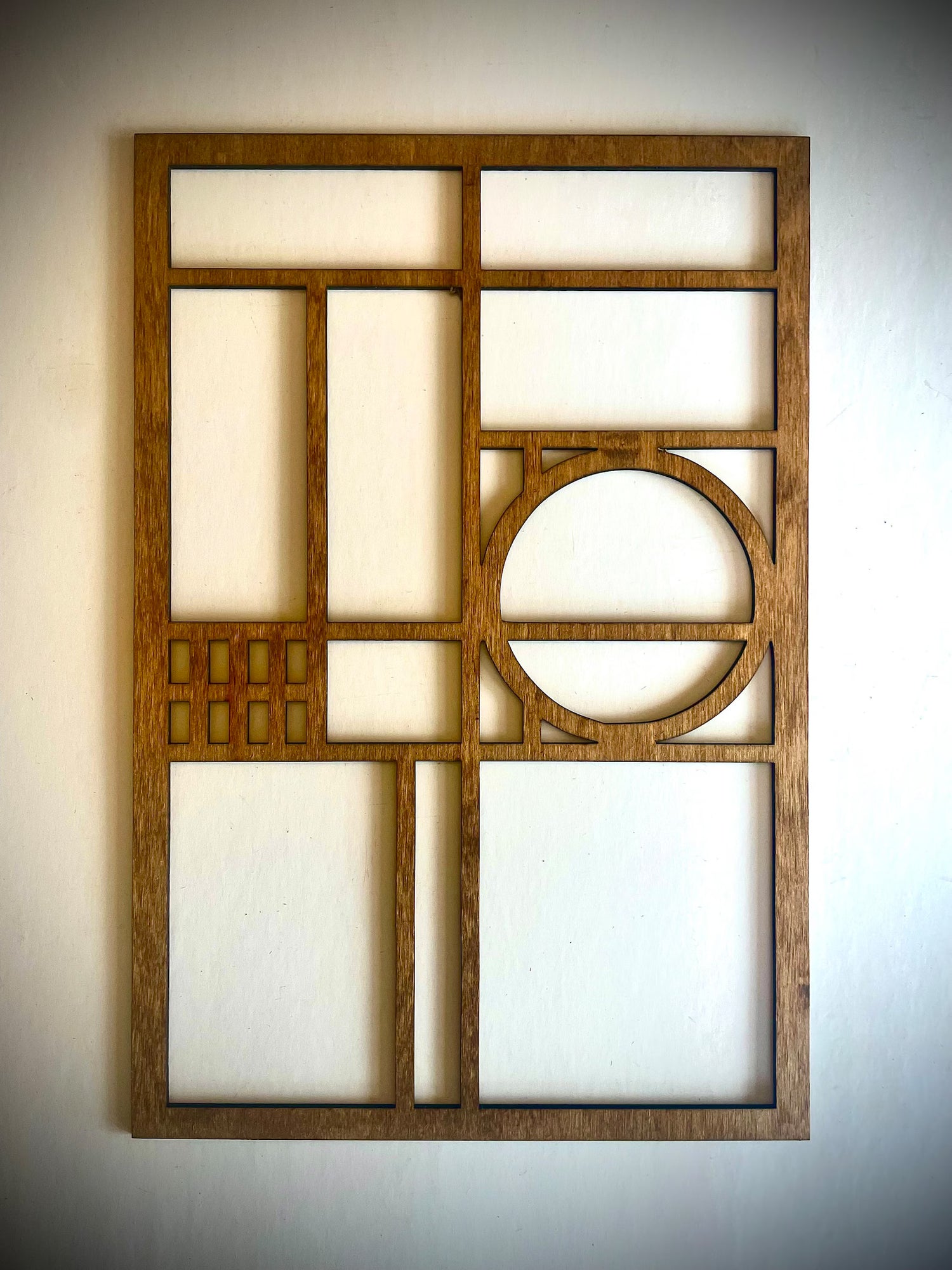 Boho Modern Frank Lloyd Wright-Inspired Art Deco Geometry 4-Panel Wood Wall Art, Set K