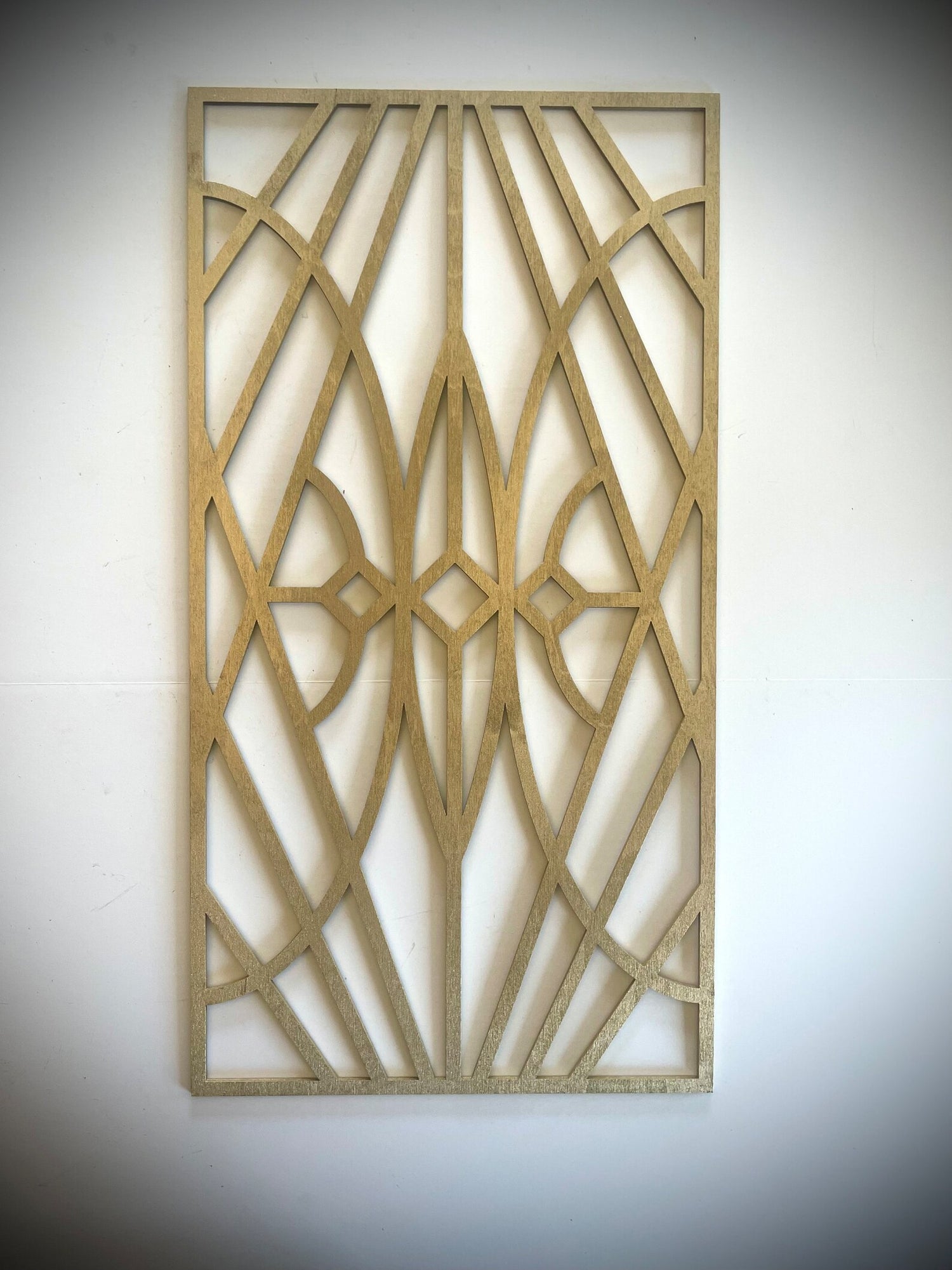 Boho Modern Frank Lloyd Wright-Inspired Art Deco Geometry 4-Panel Wood Wall Art, Set T