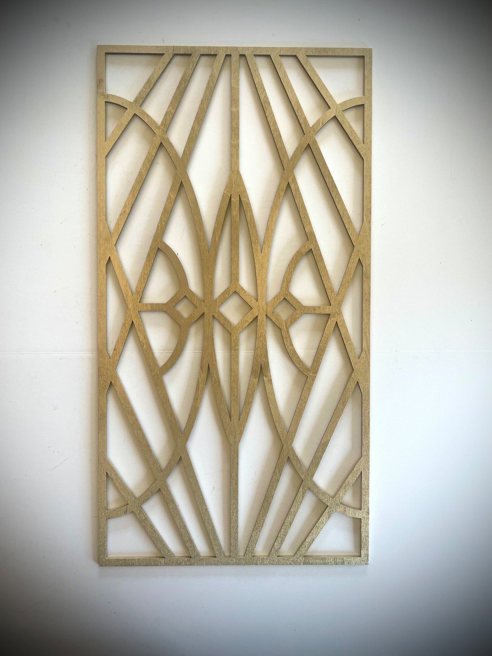 Boho Modern Frank Lloyd Wright-Inspired Art Deco Geometry 4-Panel Wood Wall Art, Set T