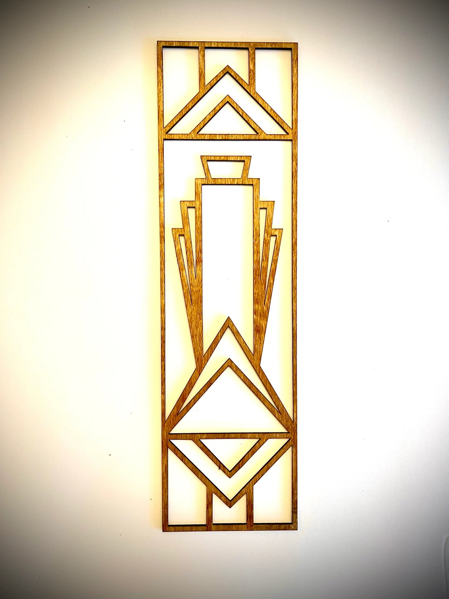 Boho Modern Frank Lloyd Wright-Inspired Art Deco Geometry 5-Panel Wood Wall Art, Set H