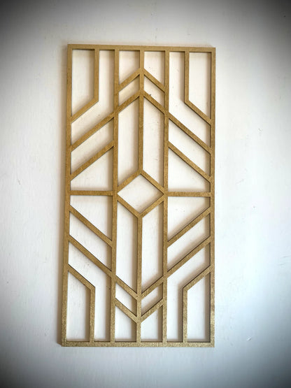 Boho Modern Frank Lloyd Wright-Inspired Art Deco Geometry 5-Panel Wood Wall Art, Set U