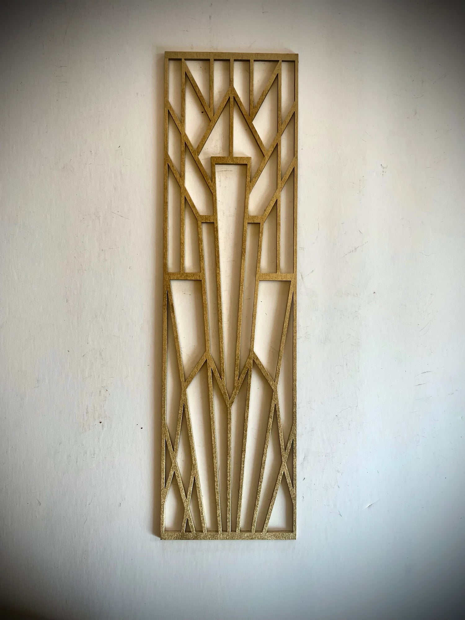 Boho Modern Frank Lloyd Wright-Inspired Art Deco Geometry 5-Panel Wood Wall Art, Set U