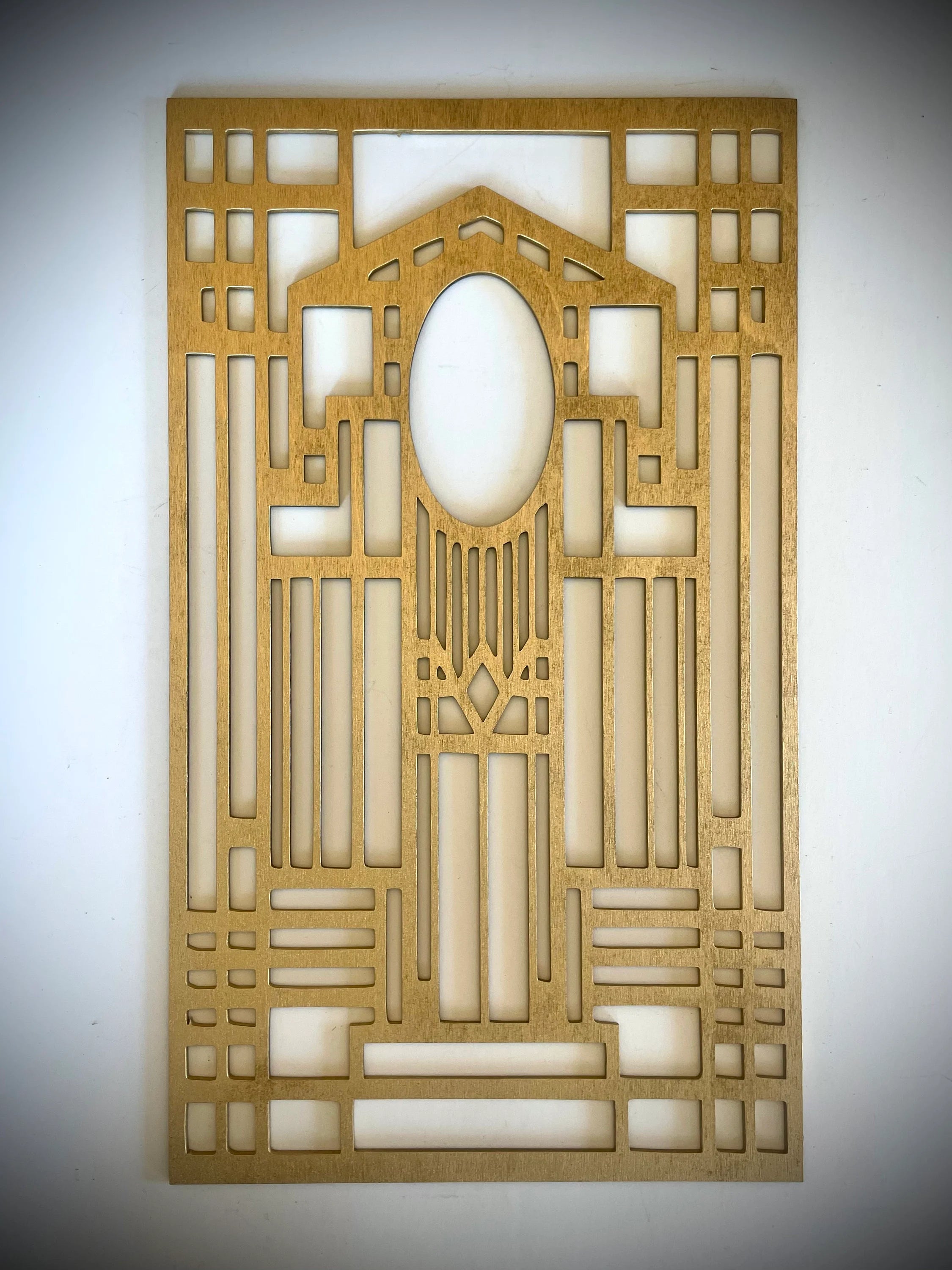 Boho Modern Frank Lloyd Wright-Inspired Art Deco Houses 3-Panel Wood Wall Art, Set AB