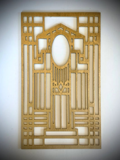 Boho Modern Frank Lloyd Wright-Inspired Art Deco Houses 3-Panel Wood Wall Art, Set AB
