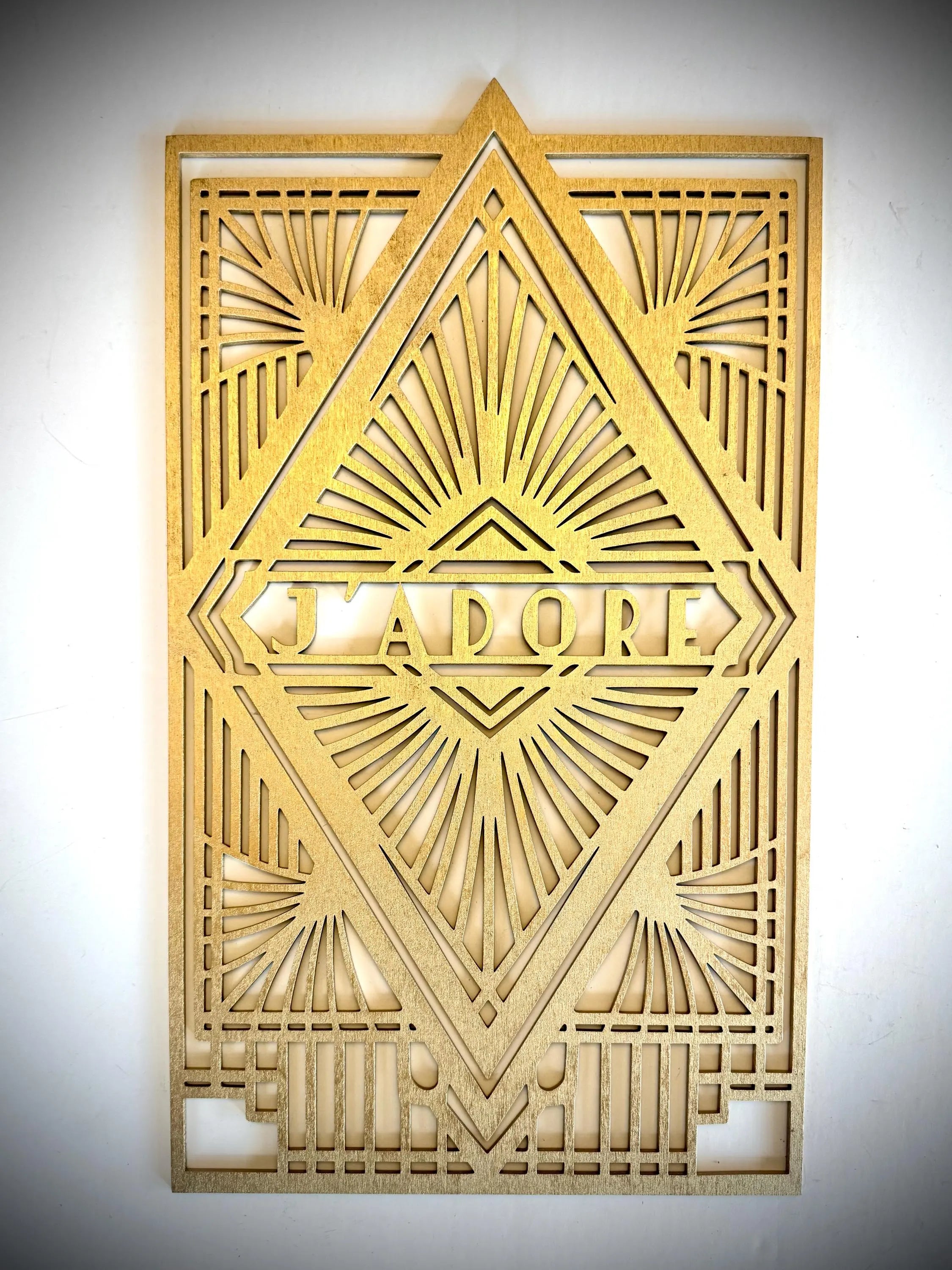Boho Modern Frank Lloyd Wright-Inspired Art Deco Love Themed 3-Panel Wood Wall Art