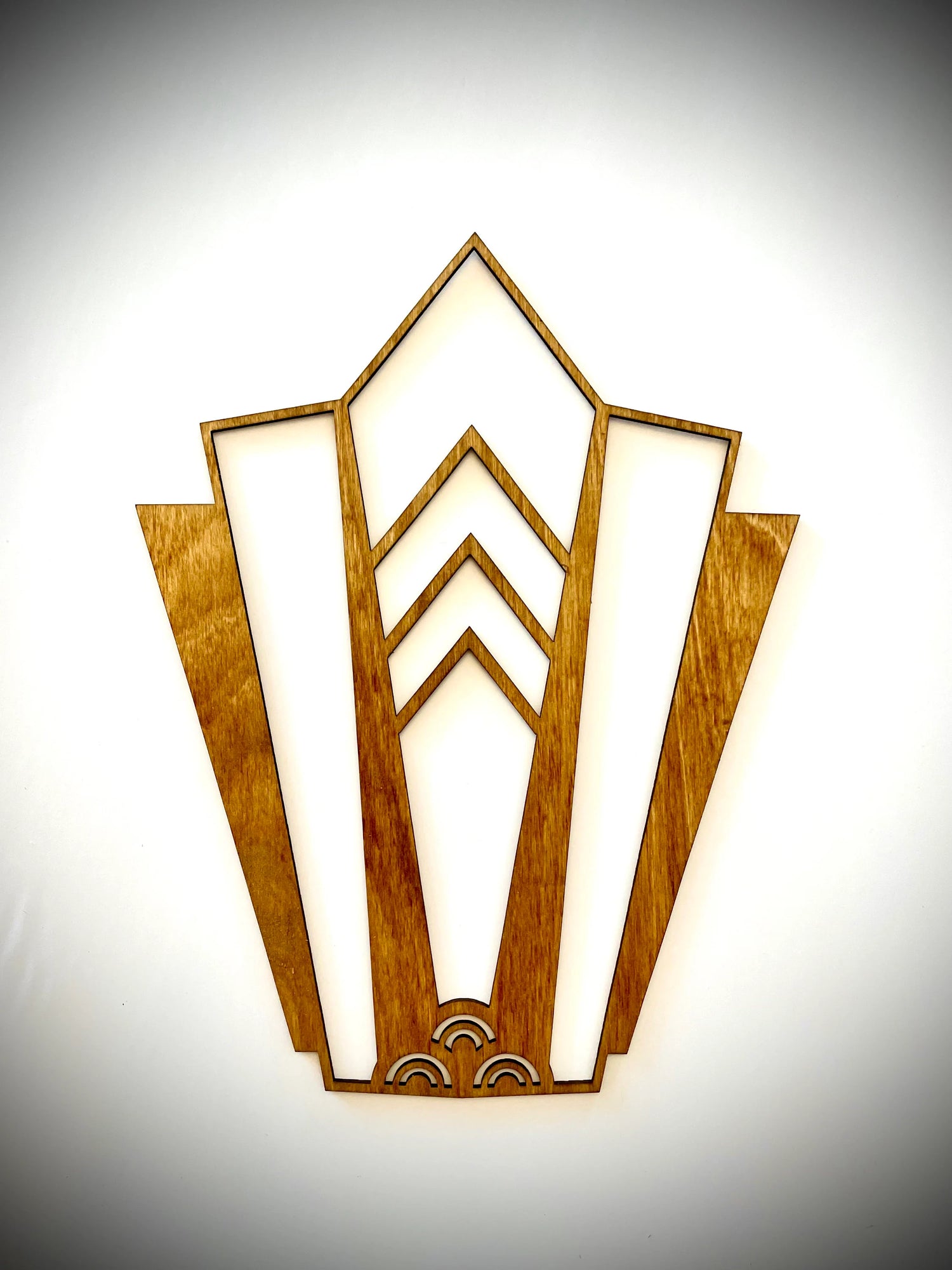 Boho Modern Frank Lloyd Wright-Inspired Art Deco Marquees 3-Panel Wood Wall Art