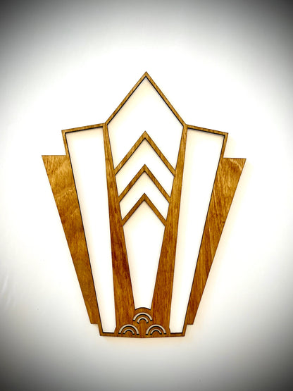 Boho Modern Frank Lloyd Wright-Inspired Art Deco Marquees 3-Panel Wood Wall Art